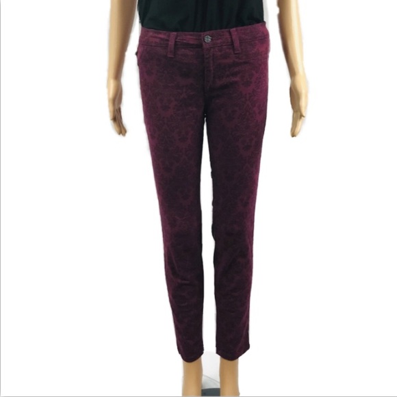 Sneak Peek Red Pattern Skinny Jeans Size 1 junior - Picture 2 of 8